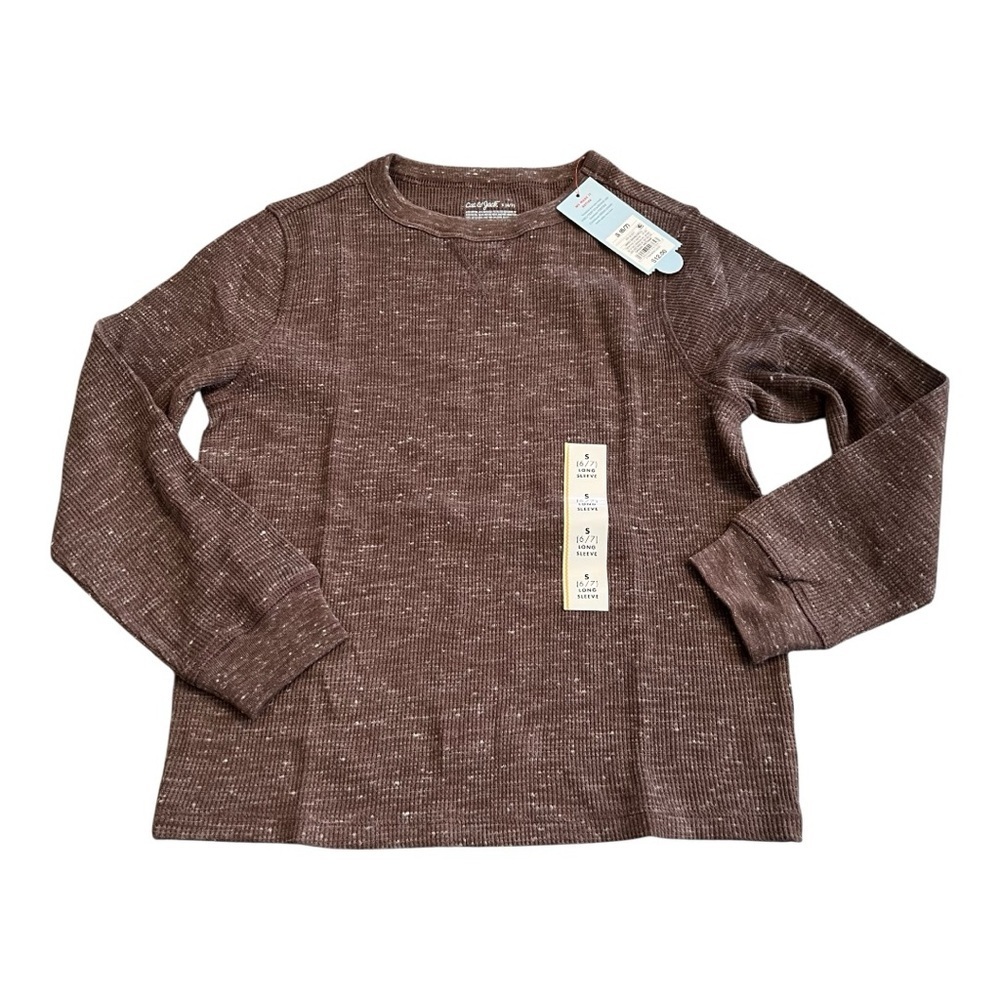 ❤️3/$15 NWT Cat & Jack Boy's Long-Sleeve Shirt- Brown S